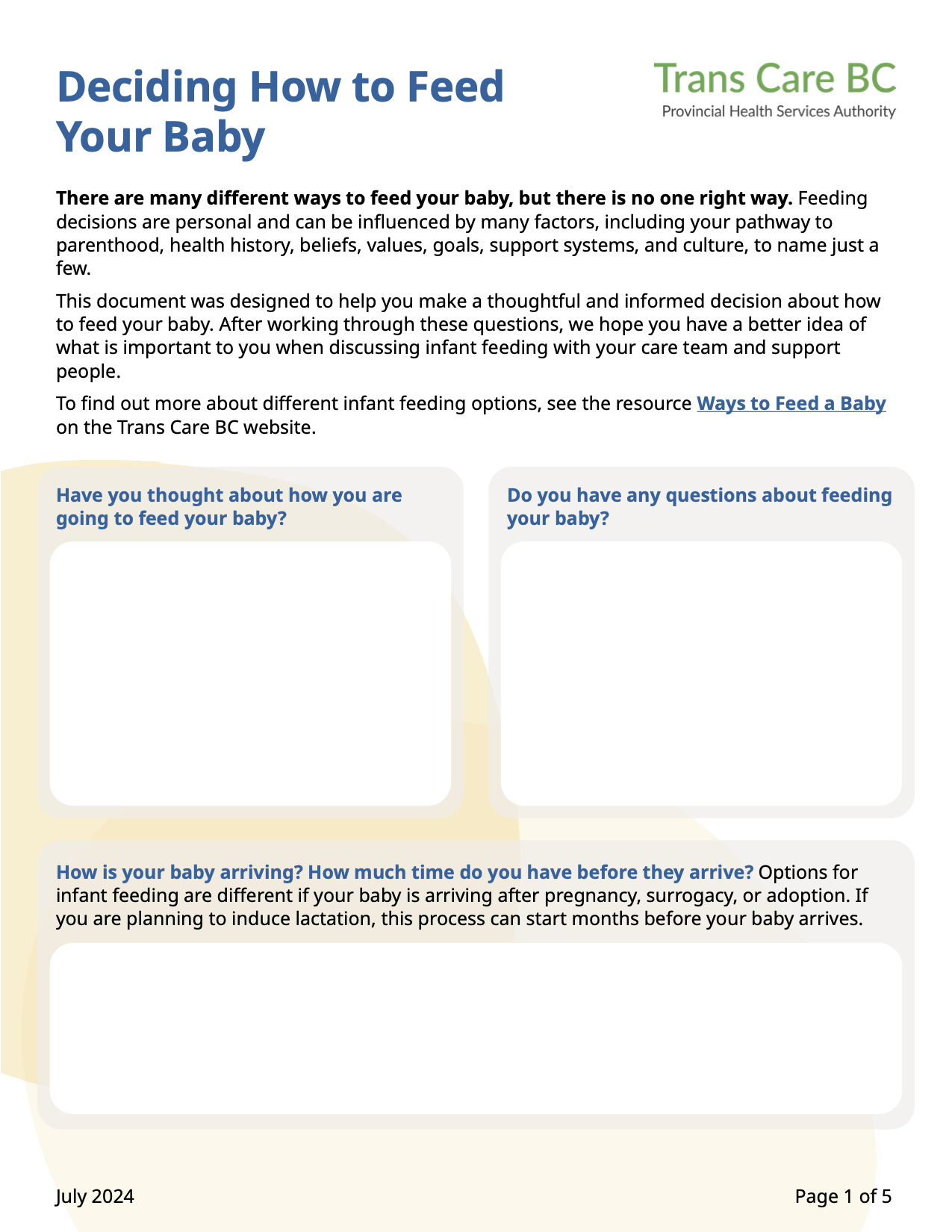 Deciding how to feed your baby cover page